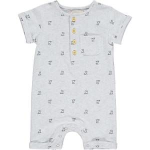 NEW ME & HENRY baby boys martingale henley romper in heathered grey